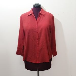 Salmon Christopher & Banks 3/4 Sleeve Top. Size L